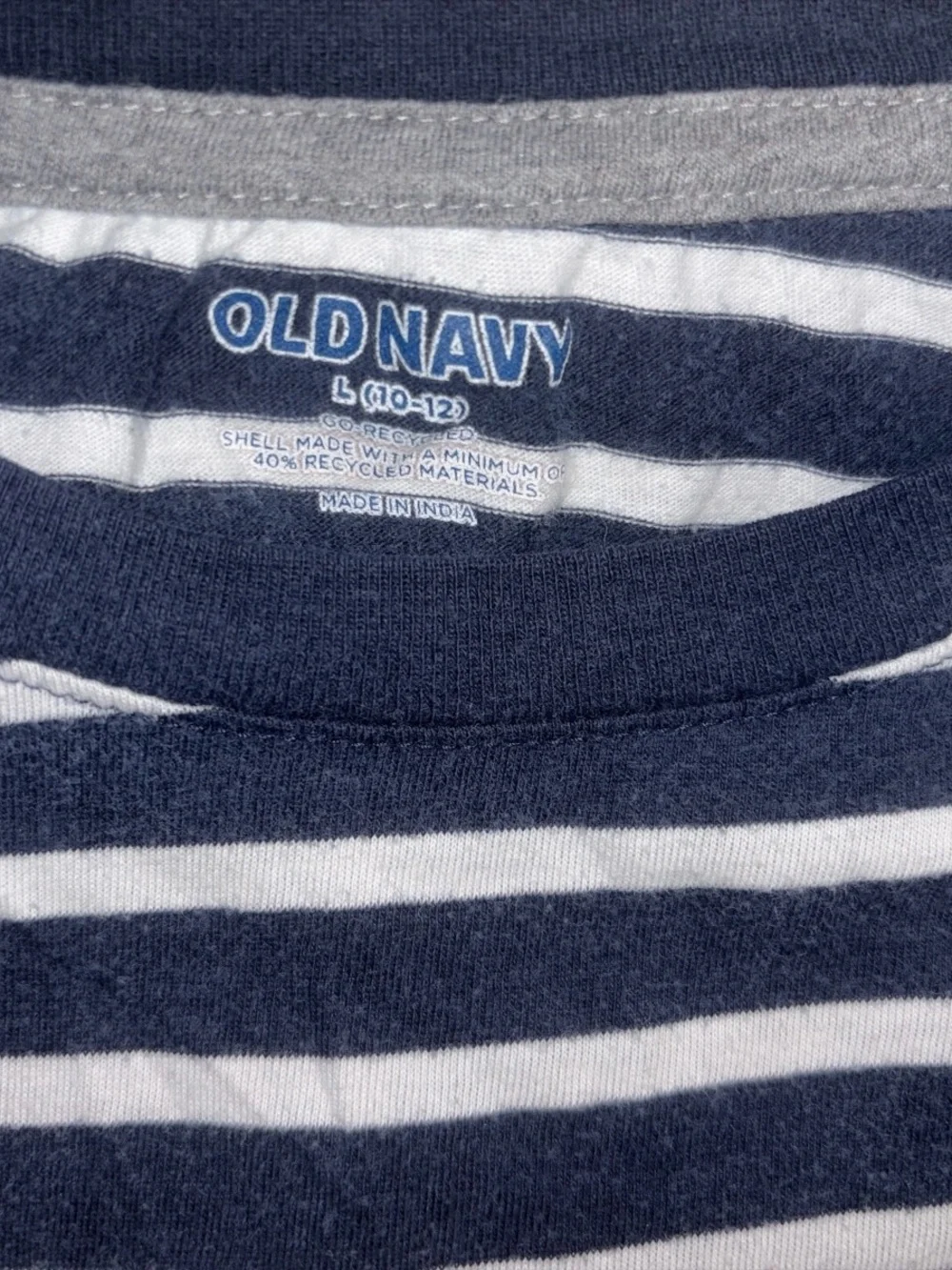 Old Navy Kids L Navy and White Striped Short Sleeve Tee